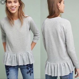 Anthropologie | Pure + Good Ruffled Hem Sweater
